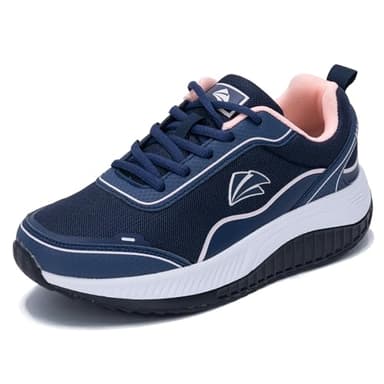 GANNOU Orthopädische Schuhe Damen Arch Support Sneakers Plantarfasziitis Schuhe Walkingschuhe Gesundheitsschuhe mit Abrollsohle Blau Rosa Größe 41 EU