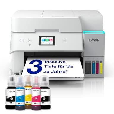 Epson EcoTank ET-4956 Tintentankdrucker | fürs Das Home Office | WLAN & Ethernet | A4 | (Duplex-) Druck, Scannen, Kopieren, Faxen | 6.1 cm Touchscreen | ADF | inkl. Tinte für bis zu 3 Jahre