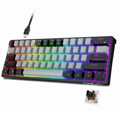 AULA F3261 Mechanische Gaming Tastatur, 60% Kompakt, RGB, Kabel, für Computer/Tablet/PS/Xbox, QWERTY, Braune Schalter