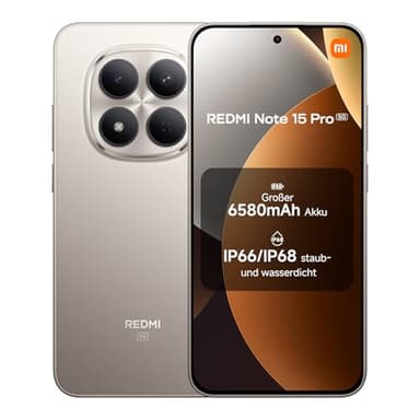 XIAOMI Redmi Note 15 Pro 5G Smartphone (8+256 GB) – 6580-mAh-Akku, IP66/IP68 Staub- und Wasserschutz, Neue 200-MP-Kamera, 6,83" AMOLED-Display, Titanium, 2 Jahre Garantie