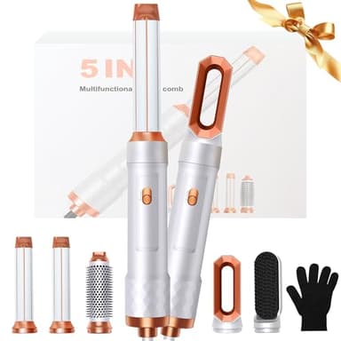 Hairstyler 5 in 1 Hair Styler Set, 5 in 1 Hairstyler mit Luft Lockenstab Föhn Thermal Brush Glättbürste, Multistyler Rundbürstenföhn Warmluftbürste Haarstyling Geräte Hair Dryer Geschenk für Frauen