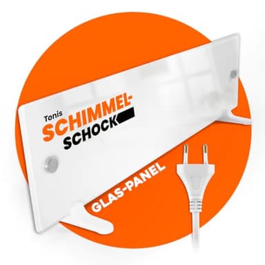 Tonis SCHIMMELSCHOCK Glaspanel Anti-Schimmel-Heizung zur Schimmelbekämpfung | Wandheizung trocknet kalte, feuchte Wände & behebt die Ursache für Schimmel | Innovatives Glas-Design