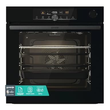 Gorenje 738009 OptiBake Advanced BSA 6747 A04BG Einbau-Backofen / 77L / Hydro/ Heißluft/ AutoBake/ Touch Bedienung/Bratenthermometer/GentleClose & Open/SteamAssist/StepBake/PizzaMode 300°C/ schwarz