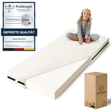 smartwood Kindermatratze 120x200 14cm Matratze für Kinder - H2 Schaumstoffmatratze Oeko-TEX-Zertifiziert - Wendbar - mit Waschbarem Antiallergischem Bezug – SmartComfort | Made in EU