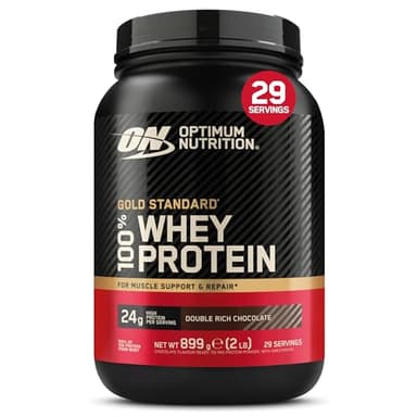 Optimum Nutrition Gold Standard 100% Whey, Proteinpulver, Geschmack Double Rich Chocolate, 899g, 29 Portionen, Verpackung Kann Variieren