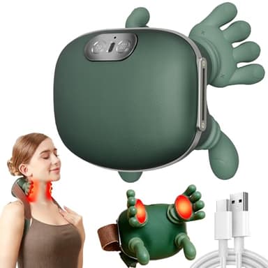 4D Nackenmassagegerät Mit Wärme, Massagegerät Nacken, Nackenmassage, Neck Massager Mit 3 Massagestufen 2 Temperaturstufen, Elektrische Schulter Massagegerät für Nacken,Zuhause,Büro,Reisen