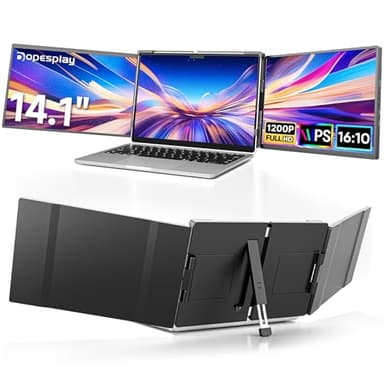 Dopesplay 14,1" Laptop Bildschirm Erweiterung, 1200P FHD Laptop Screen Extender, Plug & Play IPS Triple Monitor, Kompatibel mit 14"-17" für Windows, Mac, Android, Chrome- USB-C/HDMI Anschluss