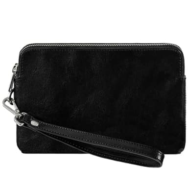 Time Resistance Leder Clutch für Herren – Schwarz Organizer Tasche für Herren – Handgelenktasche – Aktentasche Handgefertigt in Italien – Geschenkbox Inklusive