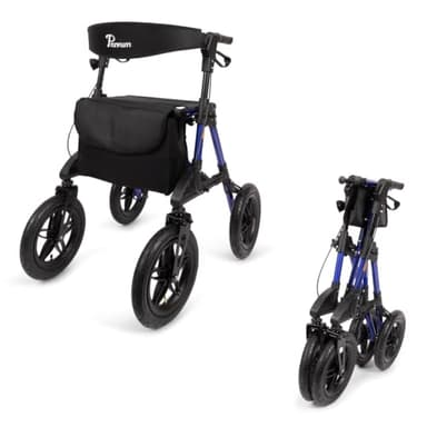 Parvum Rebel Outdoor Rollator – aktives Gehen draußen: mit großen Luftreifen, stabilem Aluminiumrahmen (8,4 kg), bequemer Sitzfläche & Rückenlehne, sicher & komfortabel auf jedem Untergrund - Blau