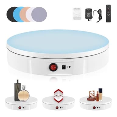 Elektrischer Drehteller, Couleeur 100KG 30CM Automatische Drehplattform, 360 Grad Richtung und Geschwindigkeit Einstellbar Drehteller Fotografier mit 5 Hintergrundtafeln und Fernbedienung