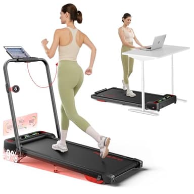 Klappbares Laufband mit Steigung für Zuhause & Büro – 9% manuelle Neigung, kein Aufbau nötig, All-in-1 Walking Pad für klappbar, 1–12 km/h, LED-Doppelanzeige, Walkingpad mit App & Fernbedienung