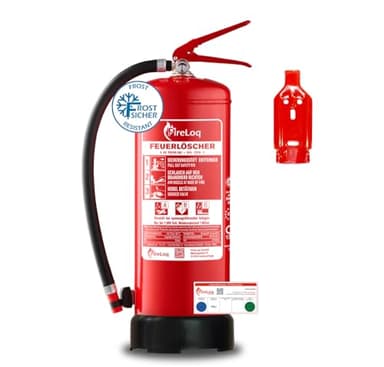FireLoq 6kg Pulver Feuerlöscher für Brandklasse ABC mit 34A 233B C ergibt 10 LE Dauerdruck inkl. Prüfnachweis,Wandhalter und Manometer