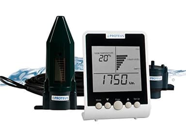 Füllstandsanzeige für Zisterne (Kondensatreduktion) mit 9m Antennenverlängerung. Ultraschall-Füllstandssensor (batteriebetrieben) mit separatem Display, funken bis zu 150m:Proteus EMS Plus