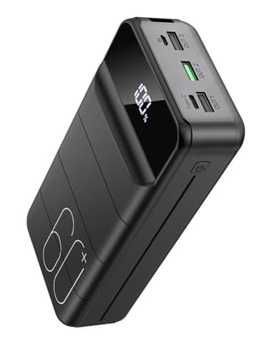 PDBEST 60000mAh Power Bank 22,5W Powerbank PD USB-C Schnellladefunktion Externe Akku mit 4 Ausgänge und 2 Eingänge, kompatibel mit Smartphone, Tablets, Tablet usw Black