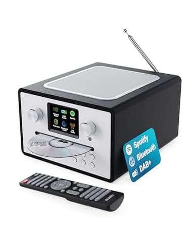 Internetradio mit CD Player & DAB Plus | Küchenradio mit Bluetooth & FM Radio | Digitalradio WLAN mit Spotify Connect, Podcasts | EQ, Farbdisplay, Inklusive Fernbedienung | MAJORITY Homerton (Schwarz)