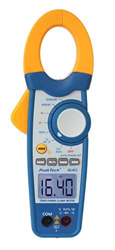 PeakTech P 1640 True RMS Stromzange 1000A AC DC und Digital Multimeter 4000 Counts mit Durchgangsprüfer - CAT III 600V, 1 Stück, Blau, Gelb, Weiß