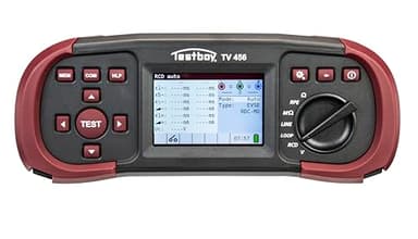 Testboy TV 456 Installationstester DIN VDE 0100-600 (All-in-One Tester, spezifische Hilfebildschirme, TFT Farbdisplay mit Hintergrundbeleuchtung, Gewicht: 1.530 g), Rot/Schwarz