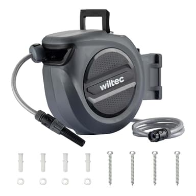 XPOtool Schlauchtrommel, Wand Schlauchbox mit Aufroll-Automatik und 30m Wasserschlauch, Gartenbewässerung