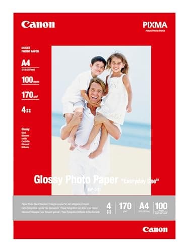 Canon Fotopapier GP-501 glänzend weiß - DIN A4 100 Blatt für Tintenstrahldrucker – PIXMA Drucker (200 g/qm), 0775B001