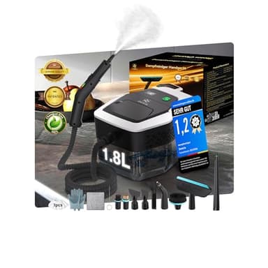 16-IN-1 Dampfreiniger Handgerät【Batterieloser Stufengriff mit deutscher CTL-Technik】【99,99% Keimreduktion-Deutsche SPJ Spitzentechnik】Dampfreiniger für Alles,Steam Cleaner für Boden, Küche etc.(1.8L)