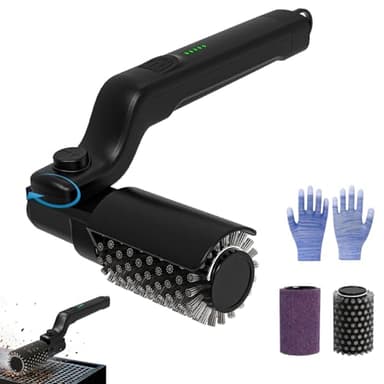 Elektrische Grillbürste, 180° Verstellbarer Winkel Wiederaufladbarer Grillreiniger, 90 Min Laufzeit, 3-Stufen Reinigung, Austauschbare Edelstahl-Bürstenkopf für Grillrost, IPX7 Wasserdicht, USB-C