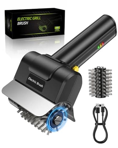 Elektrische Grillbürste für Outdoor-Grill, Wiederaufladbarer Elektrischer Grillreiniger 1500 U/min, 100-Minuten Laufzeit, Inklusive Ersatzbürste, Sicher für Alle Grills, BBQ Geschenk für Männer