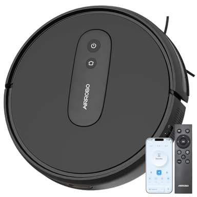 AIRROBO Saugroboter, Staubsauger Roboter mit 4000 Pa Saugkraft, Roboterstaubsauger mit Ladestation, P25 Saugroboter ohne Wischfunktion für Teppich Tierhaare Hartböden, APP Steuerung, 120 Min Laufzeit