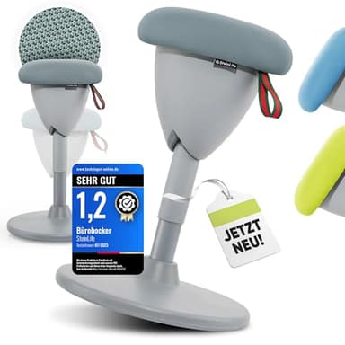 SteinLife Bürohocker Ergonomisch [TESTSIEGER] Sitzhocker Höhenverstellbar [48-68cm] Ergonomischer Hocker für Büro [Schwingeffekt] Wackelhocker Stehhocker | Arbeitshocker rutschfest Rund