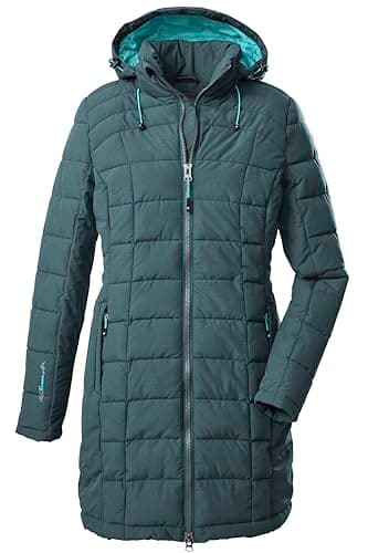 Killtec Damen Skane Wmn Quiltet Prk Parka In Daunenoptik Mit Abzippbarer Kapuze, Blau/Grün, 42 EU