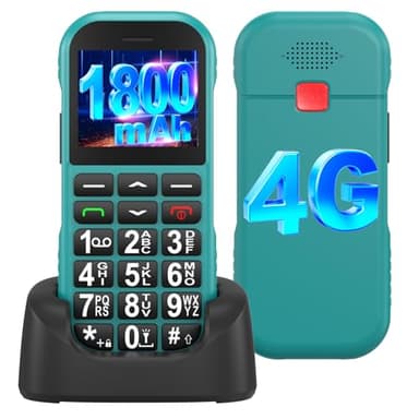 CHAKEYAKE 4G Seniorenhandy Mobiltelefon Ohne Vertrag mit Große Tasten,1800mAh Lange Standby Rentner Senioren Handy Großtastenhandy mit USB-C,SOS-Funktion,Taschenlampe,Ladestation-Dunkelgrün