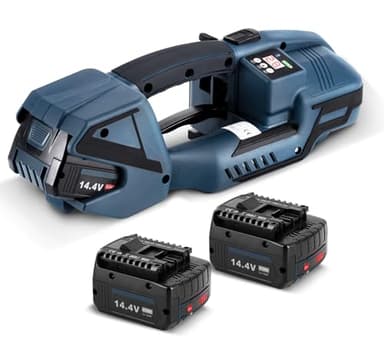 BAOSHISHAN Automatische Umreifungsgerät mit zwei 4000MAH Batterien Elektrische Umreifungsmaschine für 13-16MM Breit PET/PP Umreifungsmaschineband, 900-3200N Zugkraft, 2-5 Sekunden Schweißzeit, 230V