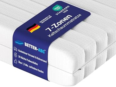 Betten-ABC - Matratze (KSP-500) - 140x200 cm (H3) - 7-Zonen Matratze aus Kaltschaum - Hypoallergen & Antibakteriell - Oeko-TEX® Zertifiziert - Bezug abnehmbar & waschbar - Lieferung per Paket