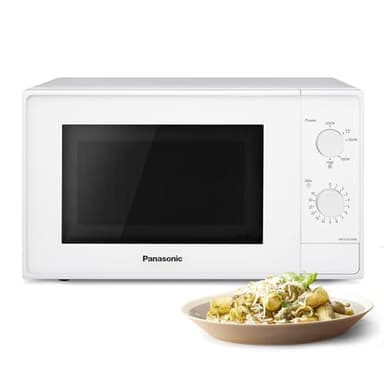 Panasonic NN-E20JWMEBG Mikrowellenofen mit Glasteller, 20L, 800W, Auftaufunktion, 5 Leistungsstufen, Timer, Weiß, 2025 Modell