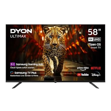 DYON ULTIMAX 58U-TI – 58 Zoll (146 cm) 4K Ultra-HD Smart TV mit Tizen OS, Triple Tuner (DVB-C/-S2/-T2), Smart & Gaming Hub, Prime Video, Netflix, Disney+ [2026]