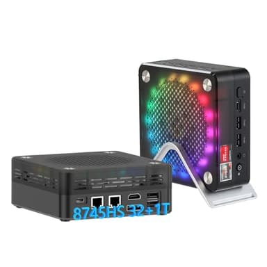 AWOW Mini Gaming PC mit AMD Ryzen 7 8745HS (8 Kerne, bis 5,1 GHz), 32 GB DDR5, 1TB PCIe 4.0 SSD, Radeon 780M Grafik, 4K Triple Display, leiser Betrieb, WiFi 6, BT 5.2, Dual 2.5G LAN