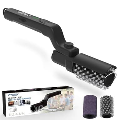 Elektrische Grillbürste, kabellos, wiederaufladbar, für Grill, zwei Ersatz-Reinigungsbürsten, wasserdichter Reiniger für Grillroste im Freien, Geschenk für Männer und Väter (1 Stück)