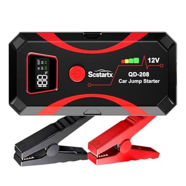 Starthilfe Powerbank für Pkw, 2000A 12V Auto Starthilfe Powerbank, Jumper Starter mit LCD Bildschirm & LED Taschenlampe, Auto Batterie Motorräder Booster, für bis 7L Benzin & 4L Diesel