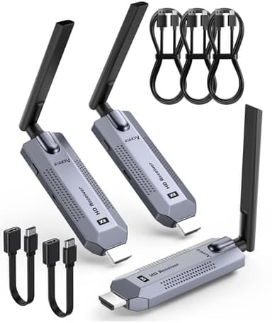 Wireless HDM - 1 Transmitter and 2 Receiver, HD 1080P HDMI Wireless Adapter 30M Funkübertragung, 2,4G/5G Ohne Kabel Sender und Empfänger für Streaming Video Audio von Laptop/PC zu Monitor/TV/Projektor