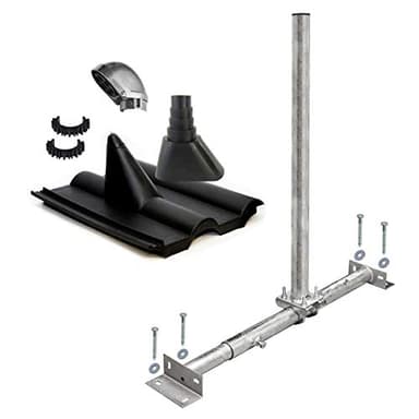 Premium X Dachsparrenhalter Satellitenschüssel Montage Set Sparrenhalter feuerverzinkt Frankfurter Dachziegel schwarz SAT Mastkappe