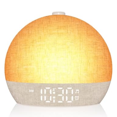 Tageslichtwecker Sanftes Aufwachen für Tiefschläfer,Lichtwecker Sonnenaufgang mit 30 natürliche Klänge und Schlaf-timer 15/30/60/180Min Schlafzimmer Wecker 7 Wecktöne Geschenke für Frauen Männer Teens