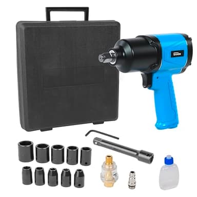 Güde Druckluft-Schlagschrauber-Set (Anschlussgewinde IG 1/4", 6 bar Pressdruck, 204 l/min Luftbed., 150/300/569 Nm max. Drehmoment, 580 Nm max. Lösedrehmoment, inkl. 10 Stecknüsse, Verlängerung etc.)