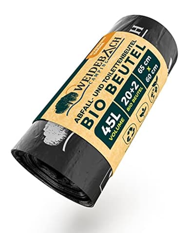 WEIDEBACH® 22 Stück Bio Toilettenbeutel, Notfall Campingtoilettenbeutel, 45L Wasserdicht, für alle gängigen Campingtoiletten