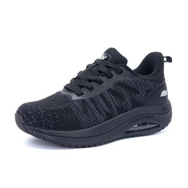 GANNOU Walkingschuhe Damen Orthopädische Arch Support Laufschuhe Sneakers für Plantarfasziitis Schwarz Größe 39 EU