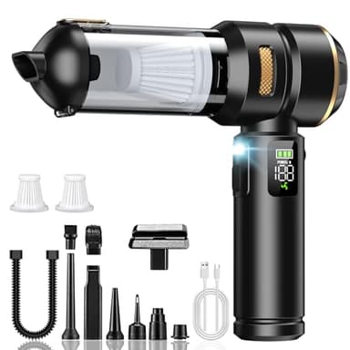 Aurvite Handstaubsauger Akku 4-in-1, 32000Pa Auto Staubsauger Stark, Handstaubsauger Auto, LCD Display Autostaubsauger, Bürstenlosem Motor, 3-Gang 300000 U/min Staubsauger für Auto/Büro/Tierhaare