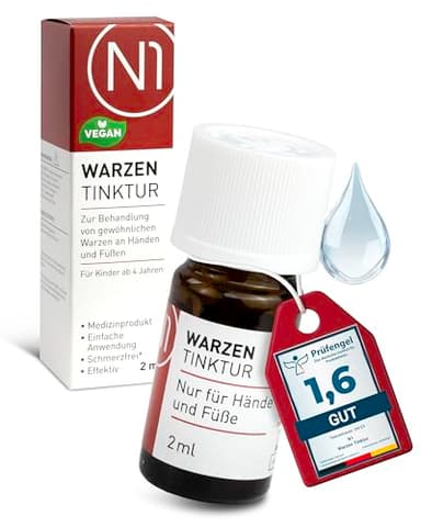 N1 Warzenentferner 2ml - Effektive Warzen Tinktur (Medizinprodukt) - Einfach und schmerzfrei Warzen entfernen - Nur 1x pro Woche - Ideales Warzenmittel für Stiel-, Dornwarzen & Gewöhnliche Warzen