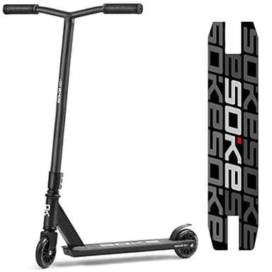 SOKE Stunt Scooter GO! Kick-Scooter mit ABEC 9 Kugellager Tretroller Trick Roller für Erwachsene und Kinder Zweirad Freestyle Cityroller | 2 Räder | Tragkraft 100kg (Schwarz)