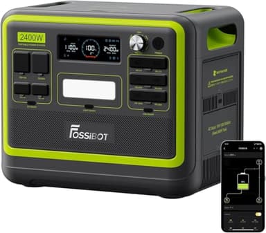 FOSSiBOT F2400 Tragbare Powerstation 2048Wh/640000mAh LiFePO4, 3x230V AC Outputs 2400W (4800W Peak) Solargenerator, Portable Power Stationen Stromspeicher, Outdoor Reisen und Camping im Wohnmobil