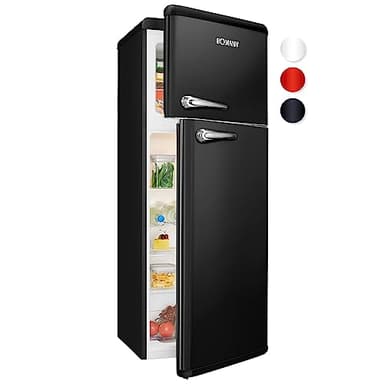 Bomann® Retro Kühlschrank mit Gefrierfach | Energieklasse E | 147cm | 4 Sterne Gefrierfach | Kühl Gefrierkombination leise | 3 Ablagen | 208L Kühlgefrierkombi | DTR 353.1 schwarz