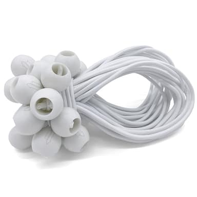 25 Spanngummis mit Kugel in Weiß | Expander Befestigung für Planen, Banner, Anhänger, Zelt, Trampolin usw. | Gummi-Spanner Universal