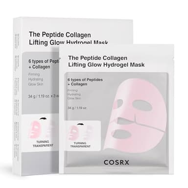 COSRX Pink Peptide Collagen Lifting Glow Hydrogel Gesichtsmasken Hautpflege 3 Stück, Kollagen Gesichtsmaske, Reise-Essentials, Overnight Gesichtsmaske für straffende Pflege, Korean Skincare